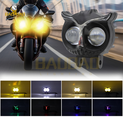 Owl Shape Aluminium Biały Żółty Dwukolorowy Motocykel LED Światło mgły