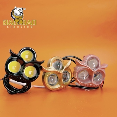 Owl Light 3 Eyes Biały Żółty Podwójny Kolor Błysk Plastic Iron Aluminium LED Fog Light Headlamp For Motor